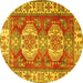 Round Persian Yellow Traditional Rug, tr2713yw