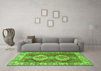 Machine Washable Persian Green Traditional Rug, wshtr2713grn