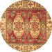 Round Persian Brown Traditional Rug, tr2713brn