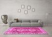 Machine Washable Persian Pink Traditional Rug in a Living Room, wshtr2713pnk