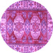 Round Machine Washable Persian Purple Traditional Area Rugs, wshtr2713pur