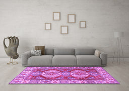 Machine Washable Persian Purple Traditional Area Rugs in a Living Room, wshtr2713pur
