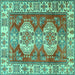 Square Machine Washable Persian Turquoise Traditional Area Rugs, wshtr2713turq