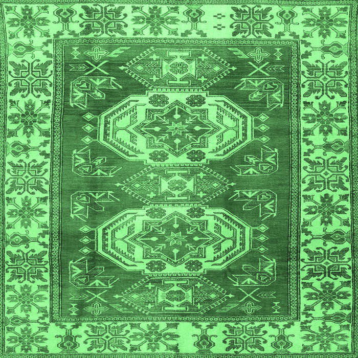 Square Machine Washable Persian Emerald Green Traditional Area Rugs, wshtr2713emgrn