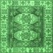 Square Machine Washable Persian Emerald Green Traditional Area Rugs, wshtr2713emgrn