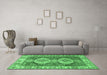 Machine Washable Persian Emerald Green Traditional Area Rugs in a Living Room,, wshtr2713emgrn