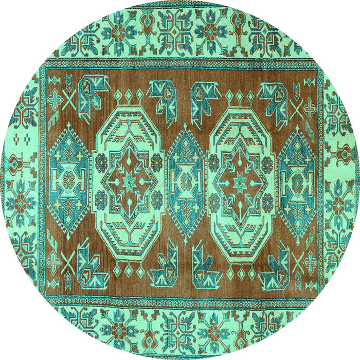 Round Persian Turquoise Traditional Rug, tr2713turq