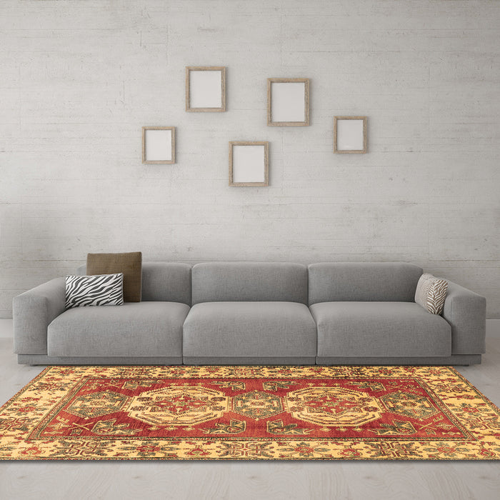 Machine Washable Persian Brown Traditional Rug in a Living Room,, wshtr2713brn