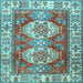 Square Machine Washable Persian Light Blue Traditional Rug, wshtr2713lblu