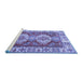 Sideview of Machine Washable Persian Blue Traditional Rug, wshtr2713blu