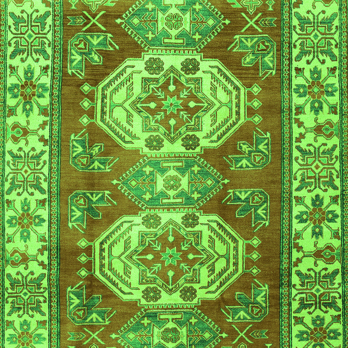 Serging Thickness of Machine Washable Persian Green Traditional Area Rugs, wshtr2713grn
