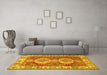 Machine Washable Persian Yellow Traditional Rug in a Living Room, wshtr2713yw