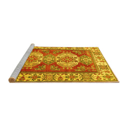 Sideview of Machine Washable Persian Yellow Traditional Rug, wshtr2713yw