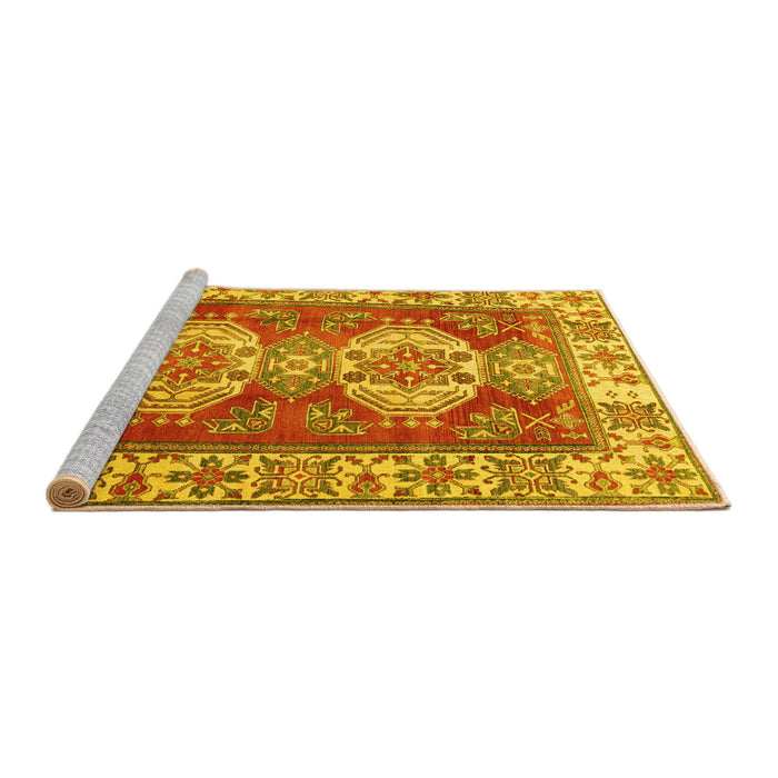 Sideview of Machine Washable Persian Yellow Traditional Rug, wshtr2713yw