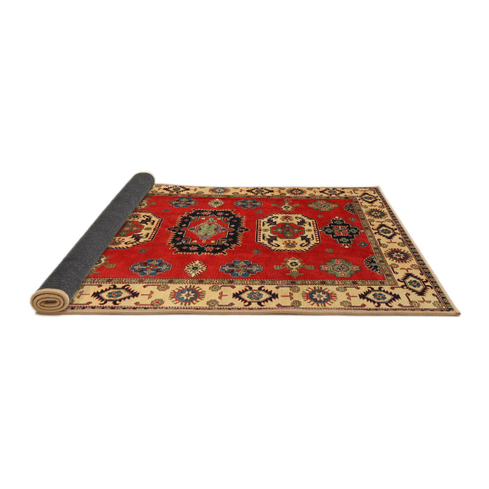 Sideview of Traditional Bronze Brown Geometric Rug, tr2714