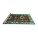 Sideview of Machine Washable Geometric Light Blue Traditional Rug, wshtr2714lblu