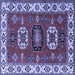 Square Geometric Blue Traditional Rug, tr2714blu