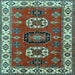 Square Geometric Light Blue Traditional Rug, tr2714lblu