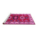 Sideview of Machine Washable Geometric Pink Traditional Rug, wshtr2714pnk