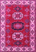 Machine Washable Geometric Pink Traditional Rug, wshtr2714pnk