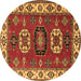 Round Geometric Brown Traditional Rug, tr2714brn