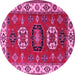 Round Geometric Pink Traditional Rug, tr2714pnk