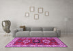 Machine Washable Geometric Purple Traditional Area Rugs in a Living Room, wshtr2714pur