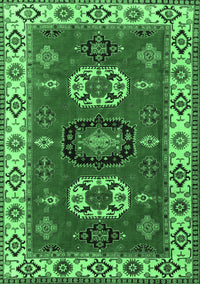 Geometric Emerald Green Traditional Rug, tr2714emgrn