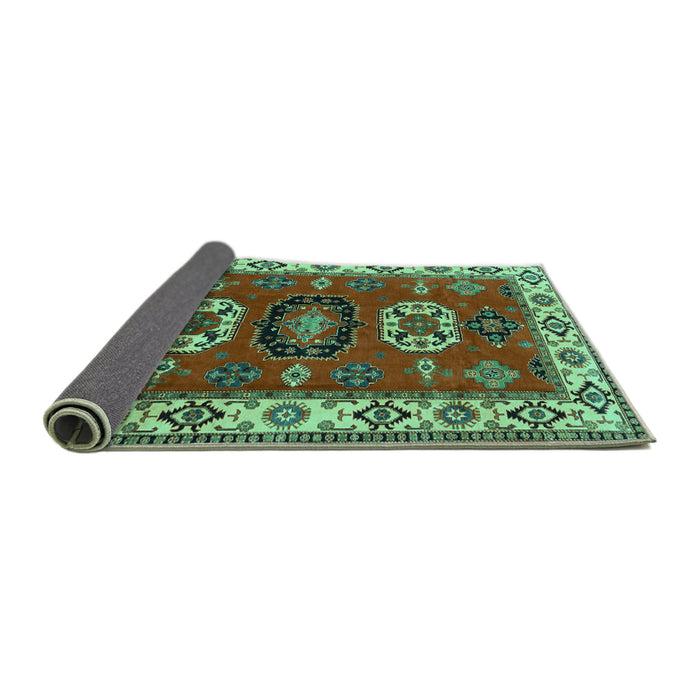Sideview of Geometric Turquoise Traditional Rug, tr2714turq