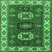 Square Geometric Emerald Green Traditional Rug, tr2714emgrn