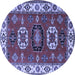 Round Geometric Blue Traditional Rug, tr2714blu