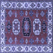 Square Machine Washable Geometric Blue Traditional Rug, wshtr2714blu