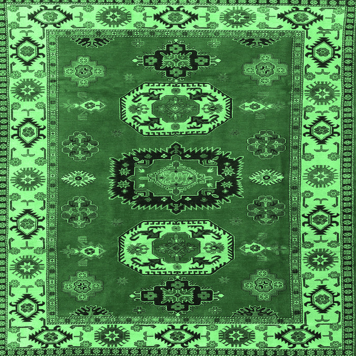 Square Machine Washable Geometric Emerald Green Traditional Area Rugs, wshtr2714emgrn