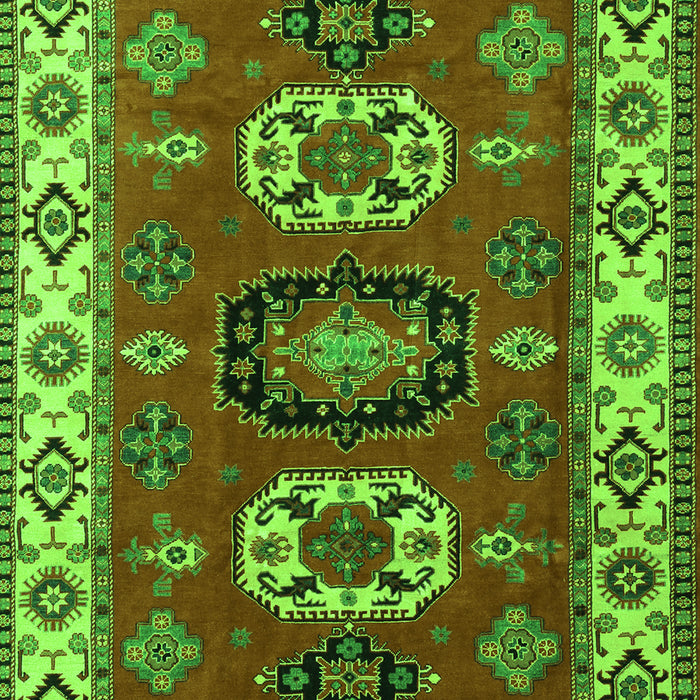 Geometric Green Traditional Rug, tr2714grn