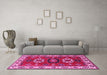 Machine Washable Geometric Pink Traditional Rug in a Living Room, wshtr2714pnk