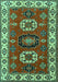 Geometric Turquoise Traditional Rug, tr2714turq