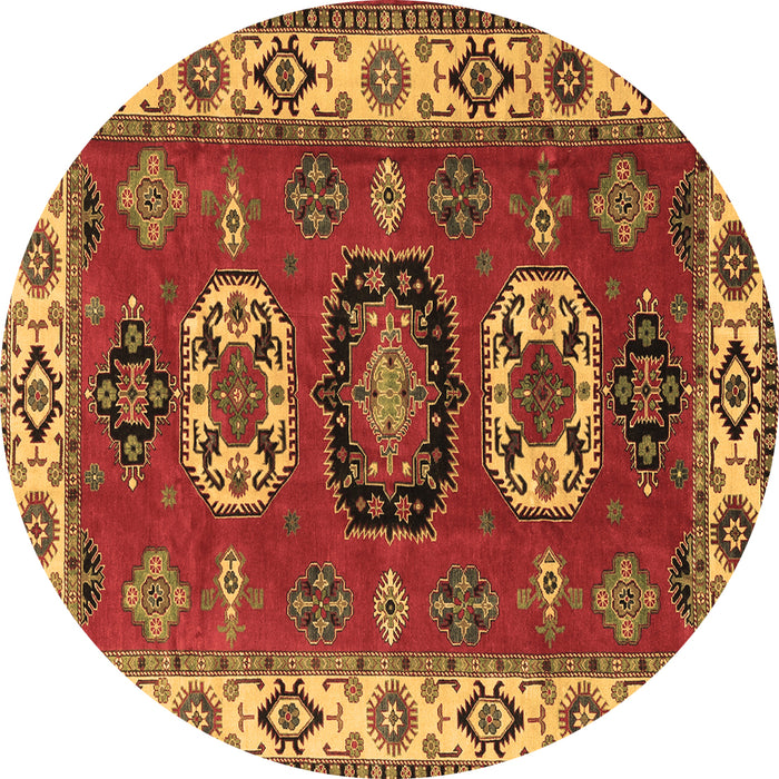 Round Machine Washable Geometric Brown Traditional Rug, wshtr2714brn