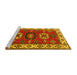 Sideview of Machine Washable Geometric Yellow Traditional Rug, wshtr2714yw