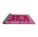 Sideview of Geometric Pink Traditional Rug, tr2714pnk