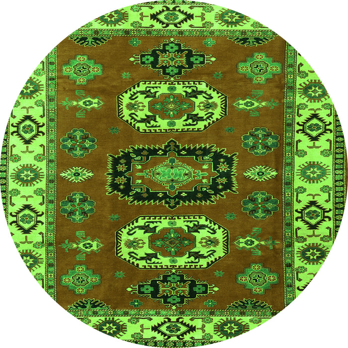 Square Geometric Green Traditional Rug, tr2714grn