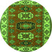 Square Geometric Green Traditional Rug, tr2714grn