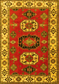 Geometric Yellow Traditional Rug, tr2714yw