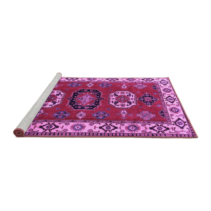 Sideview of Machine Washable Geometric Purple Traditional Area Rugs, wshtr2714pur