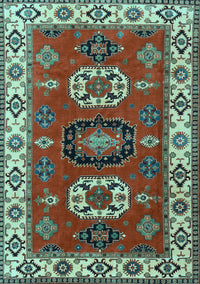 Geometric Light Blue Traditional Rug, tr2714lblu