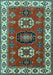 Geometric Light Blue Traditional Rug, tr2714lblu