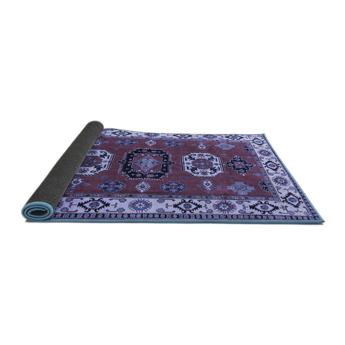 Sideview of Geometric Blue Traditional Rug, tr2714blu