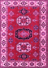 Geometric Pink Traditional Rug, tr2714pnk