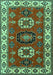 Machine Washable Geometric Turquoise Traditional Area Rugs, wshtr2714turq