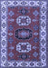 Machine Washable Geometric Blue Traditional Rug, wshtr2714blu
