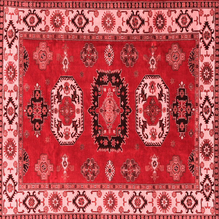 Machine Washable Geometric Red Traditional Rug, wshtr2714red
